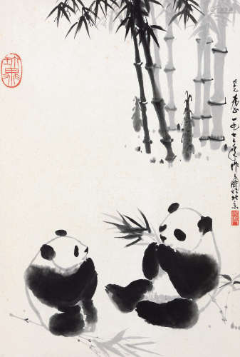 吴作人（1908～1997） 1973年作 熊猫 镜心 水墨纸本