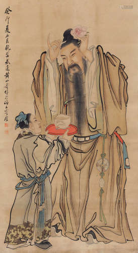 黄山寿（1855～1919） 1903年作 人物 立轴 设色纸本