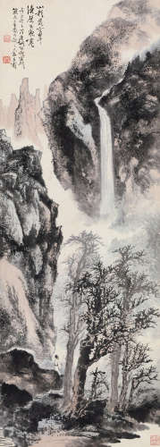 胡佩衡（1892～1962） 1948年作 观瀑图 立轴 设色纸本