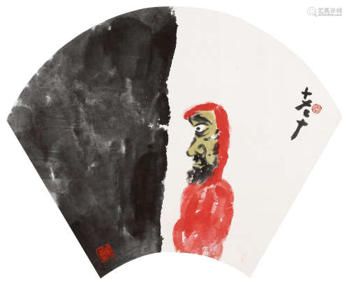 李老十（1957～1996） 面壁图 镜心 设色纸本