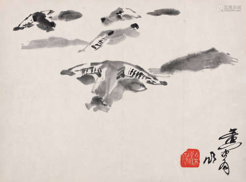 黄胄（1925～1997） 水牛 镜心 水墨纸本
