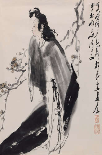 王子武（b.1936） 1982年作 梅妃 镜心 设色纸本