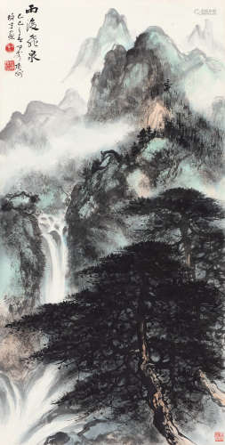 黎雄才（1910～2001） 1989年作 雨后飞泉 立轴 设色纸本