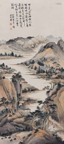 陈半丁（1876～1970） 浅绛山水 立轴 设色纸本