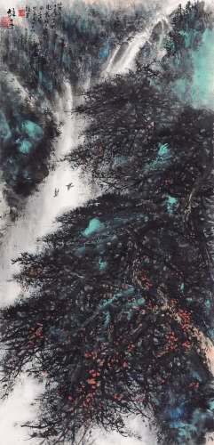 黎雄才（1910～2001） 松瀑图 镜心 设色纸本
