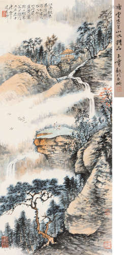 唐云（1910～1993） 林泉隐逸图 立轴 设色纸本