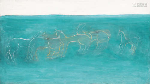 常玉（1895～1966） 1930年代作 草原上的马群 布面油画
