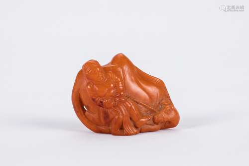 Chinese carved amber buffalo.