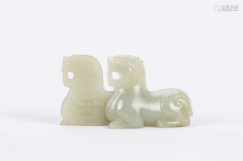 Pair of Chinese jade carving of tiger shaped tallys