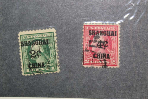 US Post in China, Shanghai. Four and Two Cents.