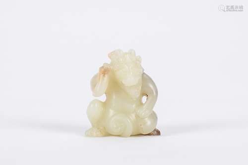 A Very Rare Chinese carved jade bear.