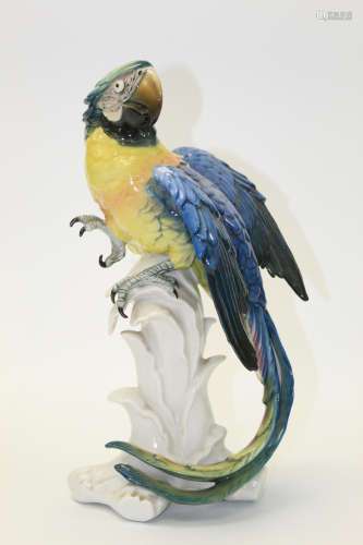 Karl Ens Vintage Large Parrot Bird Macaw Porcelain Figure.