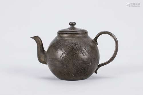 Chinese pewter teapot.