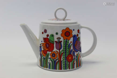 Mid century royal crown arnart teapot. Colorfully decorated.