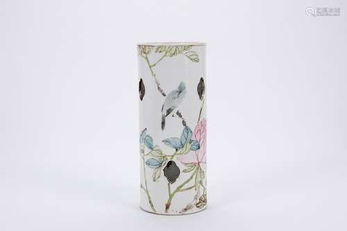 Chinese famille rose porcelain hat vase, Guangxu mark.