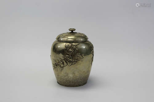 Vintage Japanese Silver Covered Tea Caddy.