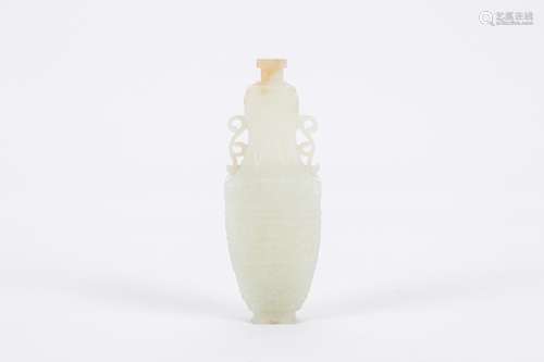 Chinese carved white jade vase.