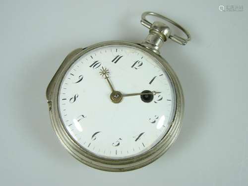 Spindle watch - France around 1835, simple case with dust cover, white dial with Arabic<br />numerals, movement with filigree pierced and engraved spindle cover, diameter: ca.55 mm, depth ca.20,8 mm. weight: approx. 97 g.