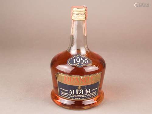 Brandy - Aurum Riserva Speciale, 1950, italienisch, 40% Vol., ca. 75cl, Füllstand: obere<br />Schulter, unverkostet, in gutem Erhaltungszustand, Frontetikett leicht beschädigt