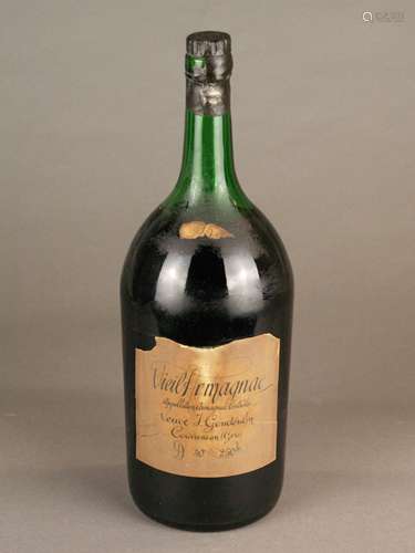 Armagnac - Vieil Armagnac, Veuve J. Goudoulin, 2.5 liters, 40%, unopened, about 1929, in<br />good condition, capsule with signs of damage, level of filling: upper shoulder, label and bottle dirty