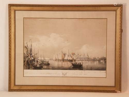 De eerste Wedstrijd der Koninklijke Nederlandsche Yacht-Club, gehouden den 10 Sept.r 1846<br />op het IJ te Amsterdam - Farblithographie, 1846, bez. rechts 