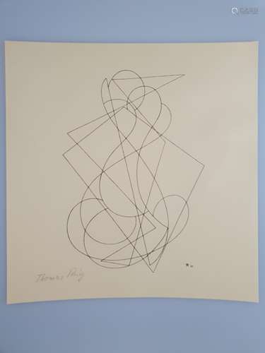 Ring,Thomas (1892-1983) - Lineare Komposition 1921, Holzschnitt auf Papier, links unten in<br />Blei signiert, rechts unten im Stein monogrammiert: R und datiert: (19)21, ca. 28x27cm, Auflage 230+65 E., Panderma Edition, Provenienz: Panderma Edition/Basel- Galerie von Bartha/ Basel, ungerahmt