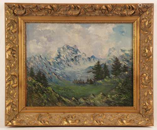 Heitmann, Günther (*1924 Bremen) - Blick auf Korsikas Berge, Öl auf Hartfaser, verso<br />beschriftet, signiert und datiert 