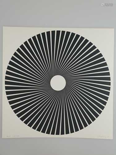 Ludwig, Wolfgang (1923-2009, einer der wichtigsten deutschen Vertreter der Op-Art) -<br />Kinematische Scheibe KS 25, Serigraphie auf Halbkarton, in Blei signiert, datiert 