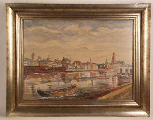 Berten,J. - Blick über den Main auf Frankfurt,Aquarell auf Papier, rechts unten signiert<br />und datiert 