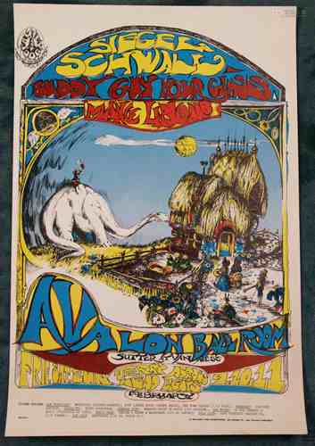 Beck, Joel - Concert poster Family Dog No.105-1 (1st edition), San Francisco 1968, poster<br />for concert in San Francisco Avalon Ballroom of Seigal Schwall in November 1968, good condition, edges minimally wrinkled, ca.52x36cm, not framed