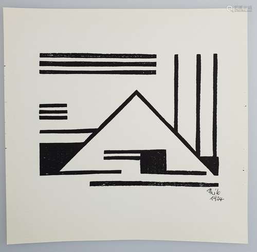 Maatsch, Thilo (Braunschweig, 1900 - Königslutter, 1983/ dt. Maler und Grafiker des<br />Konstruktivismus und der konkreten Kunst) - Geometrische Komposition, Holzschnitt auf Vergé-Papier, unterhalb rechts von Hand signiert und datiert 