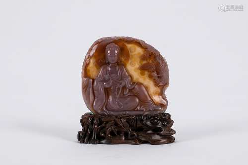 Chinese carved agate figure of Guanyin, Republic Period.