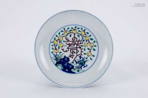 Chinese Doucai porcelain plate, Qianlong mark.