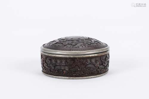 Chinese carved coconut box.