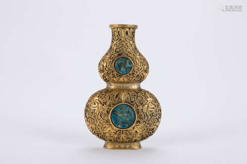 Chinese brass double gourd wall vase.