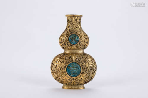 Chinese brass double gourd wall vase.