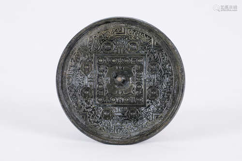 Chinese bronze mirror. Han Dynasty.