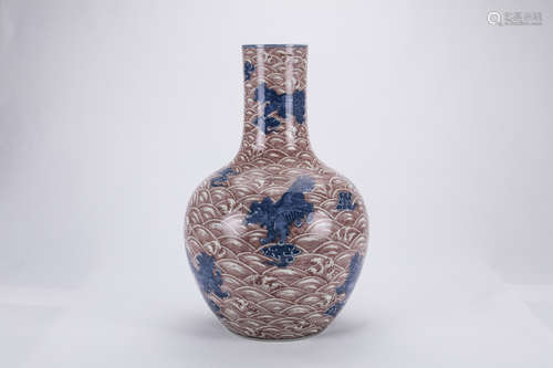 Chinese underglaze red and blue and white porcelain vase.