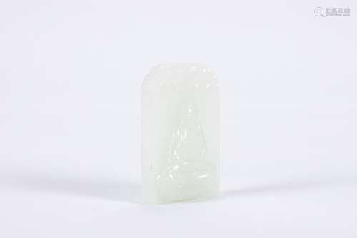 Chinese carved white jade amulet.