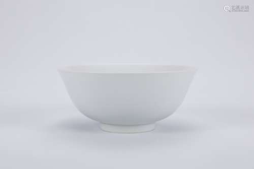Chinese white glaze porcelain bowl, Yongzheng mark.