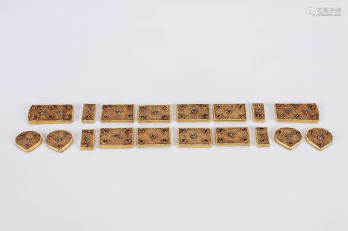 Chinese gilt belt plaques.