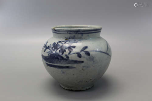 Korean blue and white porcelain jar.