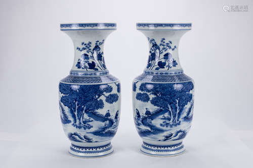 Pair of Chinese blue and white porcelain vases.