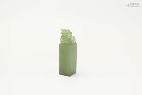 Chinese green jade seal.