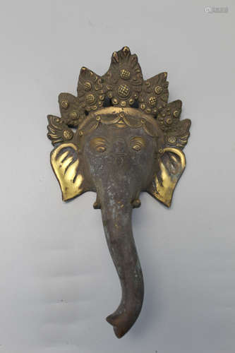 Bronze Indian elephant wall hanging.