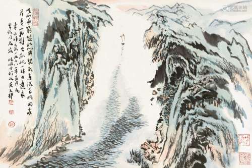 陆俨少（1909～1993） 1978年作 孤帆远影 立轴 纸本