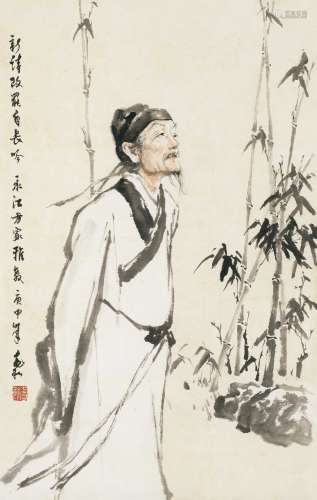 蒋兆和（1904～1986） 1980年作 新诗改罢自长吟 立轴 纸本