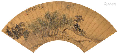 恽寿平（1633～1690） 柳荫玩月 镜心 纸本