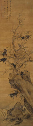 蒋廷锡（1669～1732） 1731年作 墨梅竹石 立轴 绢本