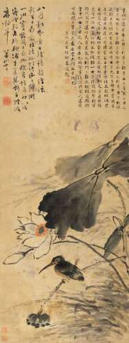 沈云英（1624～1660） 荷花鹭鸶 立轴 绢本